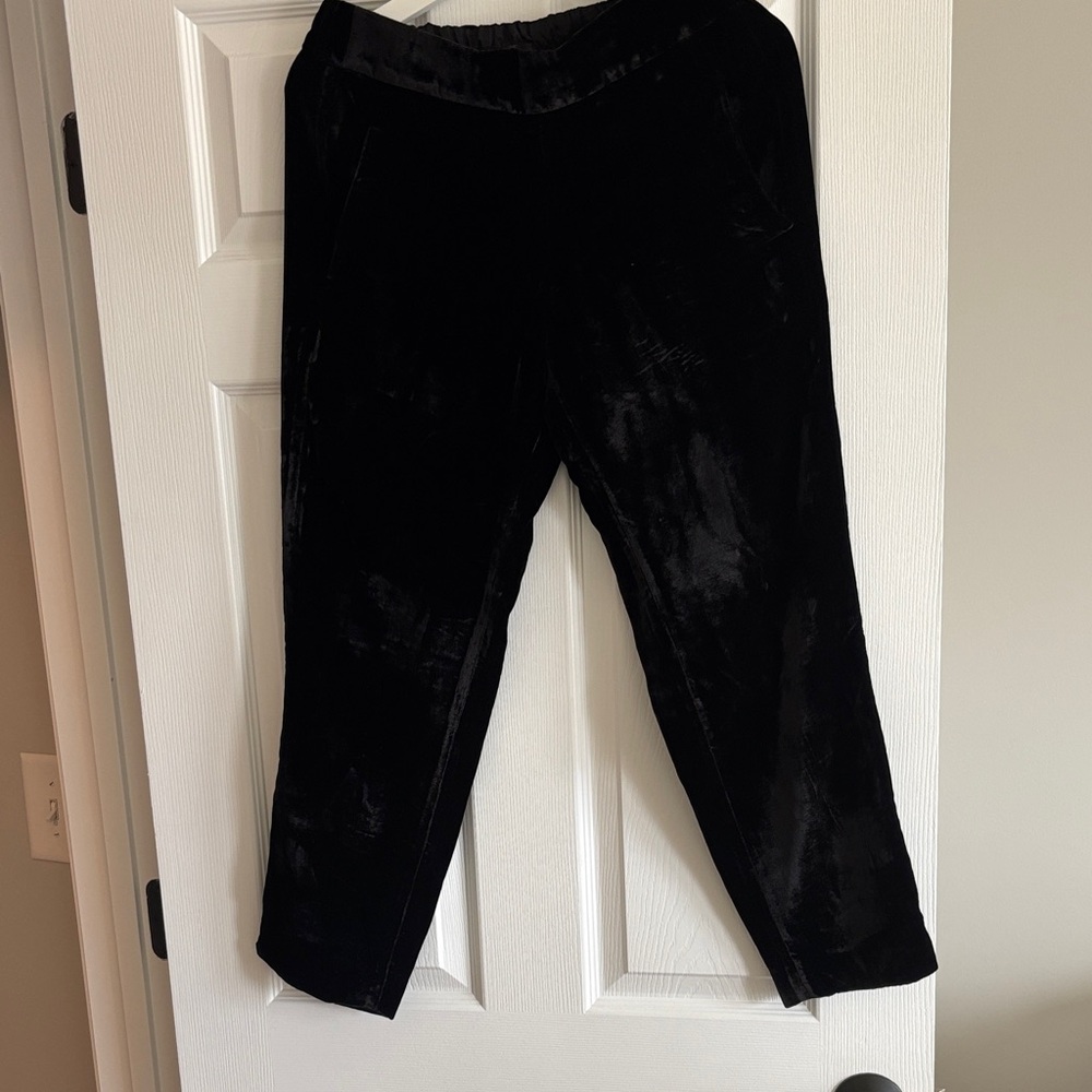 J. Crew Black Velvet Pull On Easy Pants J5014